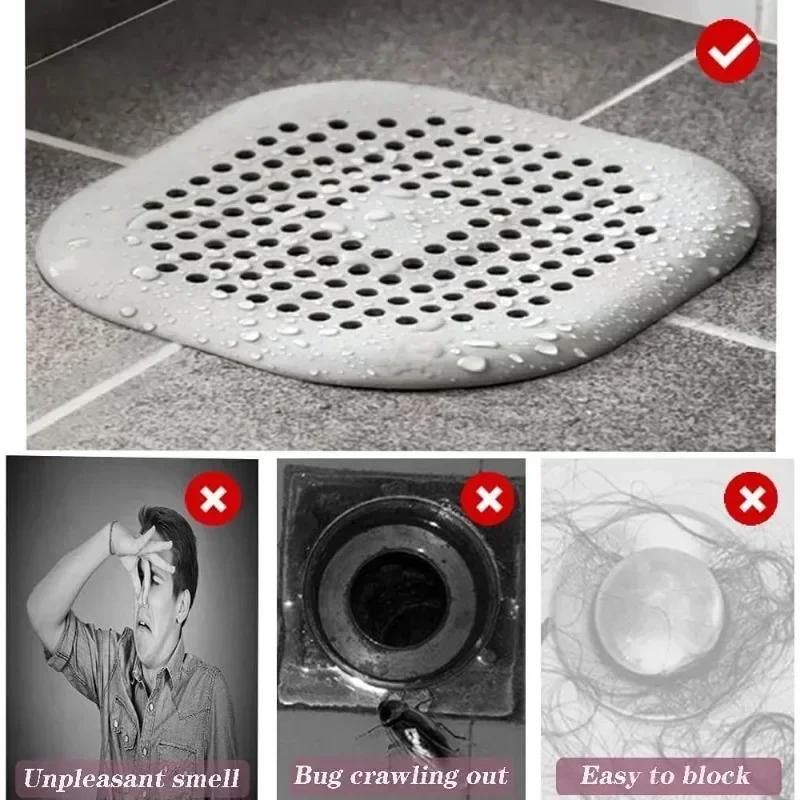 4pcs Hair Filter Shower Drain Plug Kitchen Sink Filter Sink Strainer Bathtub Shower Floor Drain Stopper Home Shower Accessories
