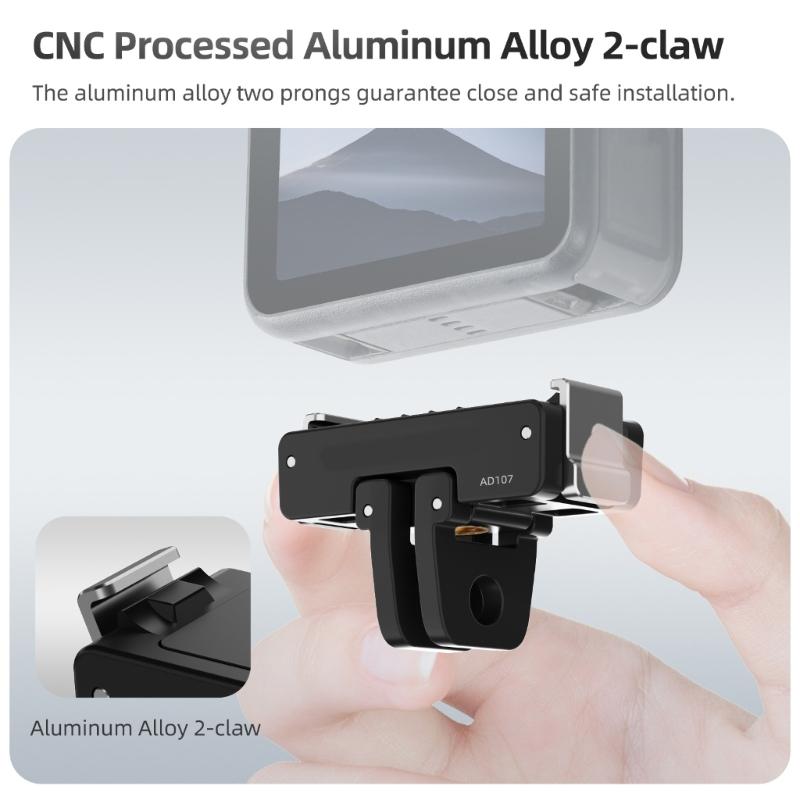 Magnetic Quick Release Base Foldable 2claw Interfaces With 1/4 Screw Hole For Action Cameras Stable & Durability