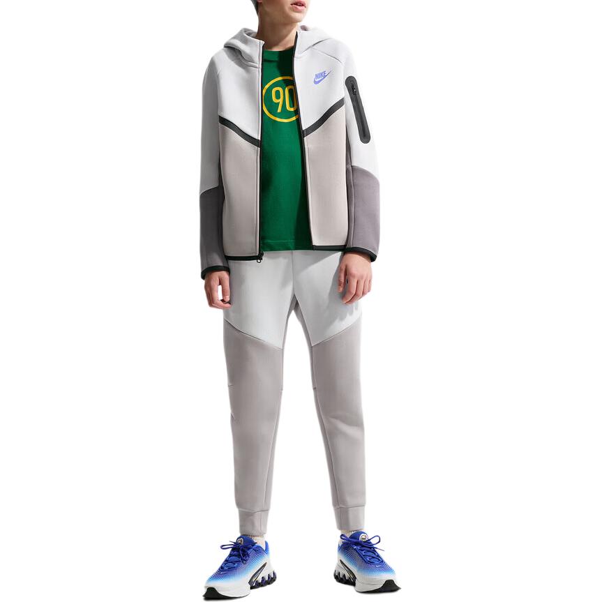 Nike Sportswear Tech Fleece Big Kids' Full-Zip Hoodie Light Iron Ore HV5867-025