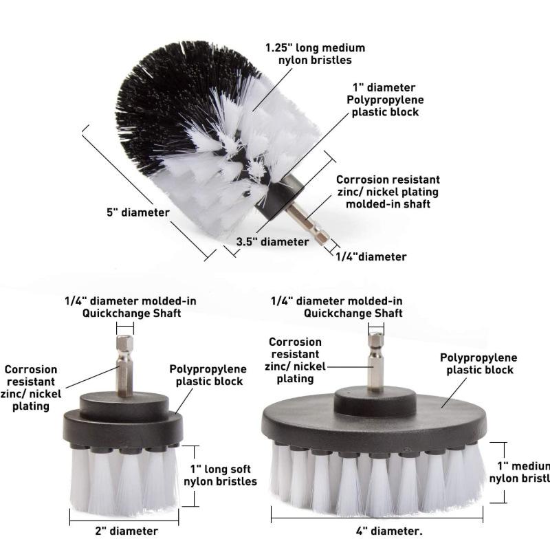2/3.5/4'' Electric Scrubber Brush Drill Extension Rod All Purpose Cleaner Car Detailing Brush Tool Rim Brush Set Car Cleaning
