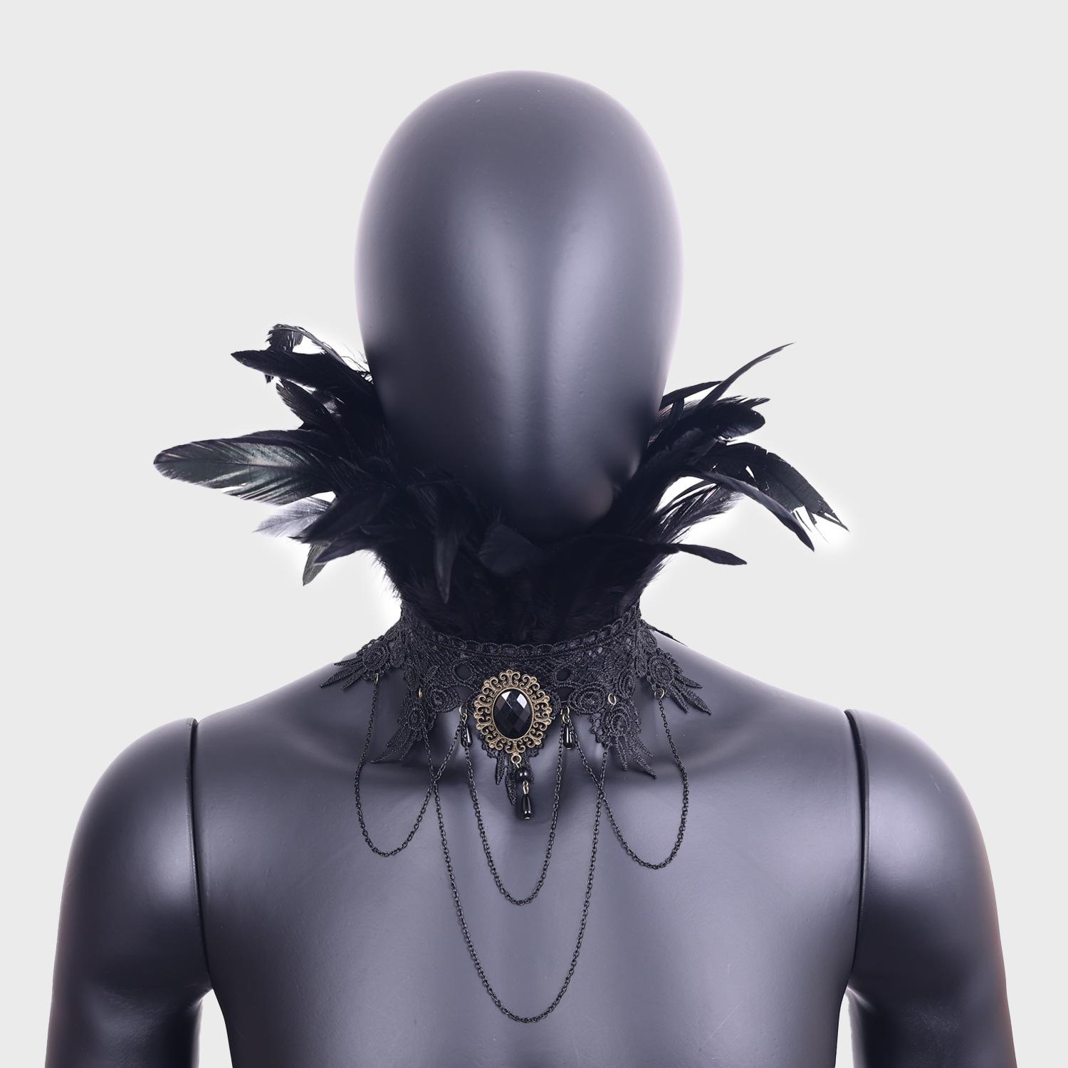 

Punk, Tassel Pearls, Vintage Necklaces, Feather Black Lace Necklaces, Halloween Costumes, Costume Party Accessories