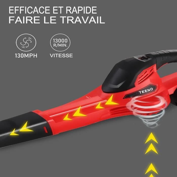 Souffleur de feuilles - teeno - 20v - 3.0ah - vitesse 288 km/h - design ergonomique