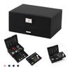 Lockable Three-Layer Velvet Jewelry Box with Earring, Ring, and Bracelet Storage