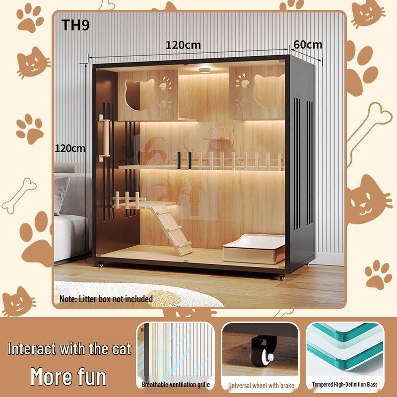 Wooden Indoor Cat Villa: Multi-Functional Pet Cabinet Shelter and Bed