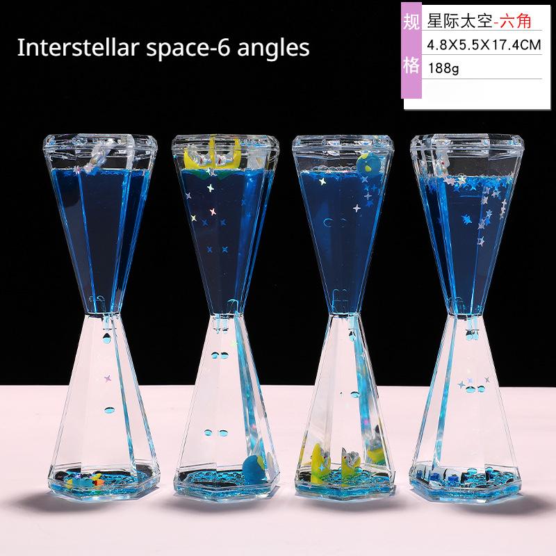 Creative Spaceman Astronaut Floating Liquid Hourglass Fluid Drift Bottle Visual Movement  Hourglass Timer Home Decor Gifts