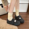 Fleece Lined Women Mary Jane Shoes Comfort Round Toe Soft Sole Shoes Outdoor Warm Autumn Winter Ladies Flats Shoes