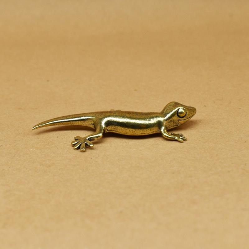 Vintage Copper Gecko Tea Set Small Ornaments Antique Brass Animal Figurines Tea Pet Desk Decorations Home Decor Accessories