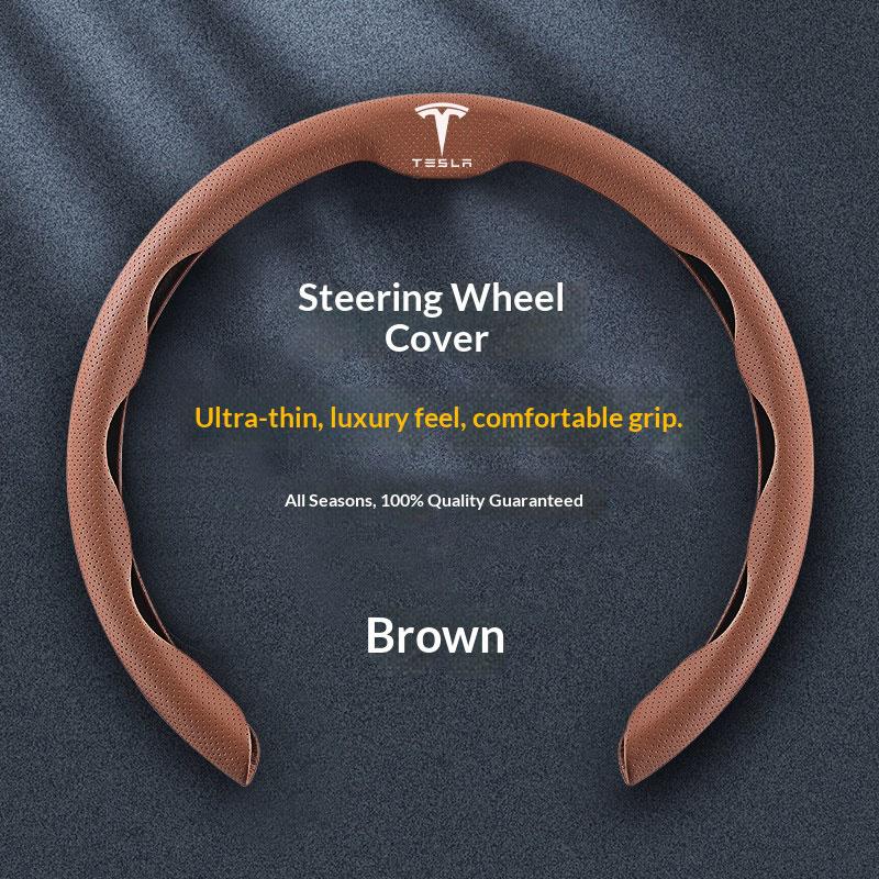 RUNTB1 Ultra thin Suede Car Steering Wheel Cover Universal 15 Inch/38cm Cover For Tesla Model 3 Model Y Model S Interior Accessories