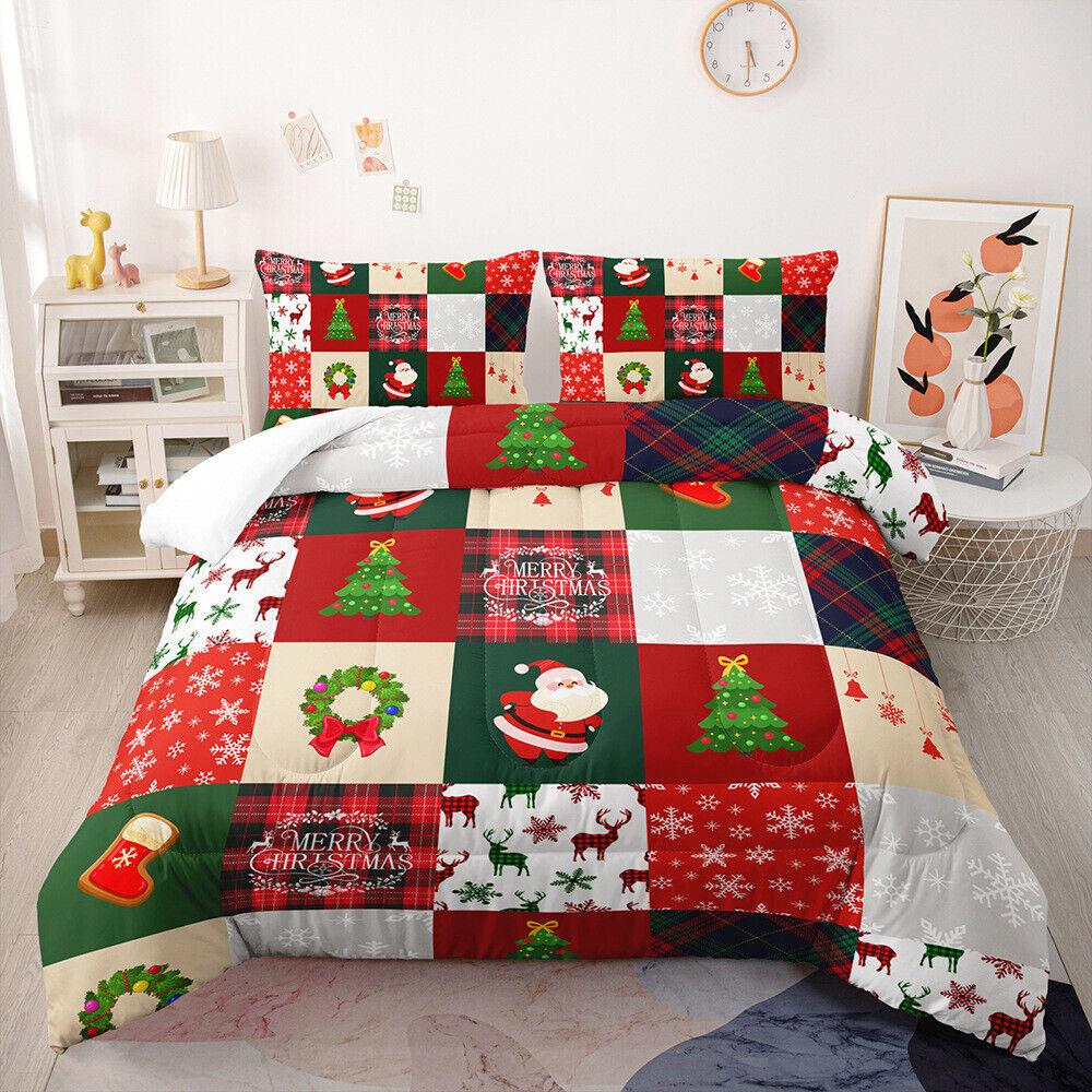 Christmas Collection Printed Three-piece Bedding Pillowcase Duvet Cover