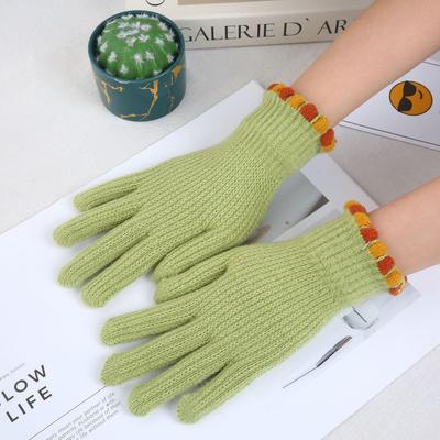 Women's Korean Style Wool Knitted Fingerless Touchscreen Cycling Gloves - Small Sugar Beans, Solid Color, Winter Warm
