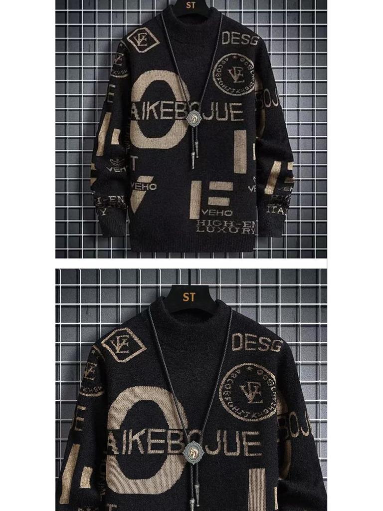 Men's Slim Fit Long Sleeve Knit Sweater - Korean Style Warm Base Layer for Autumn and Winter