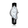 Damen Unregelmäßige Gebogene Zifferblatt Quarz Uhr Kreatives Lederarmband Mode Armbanduhr