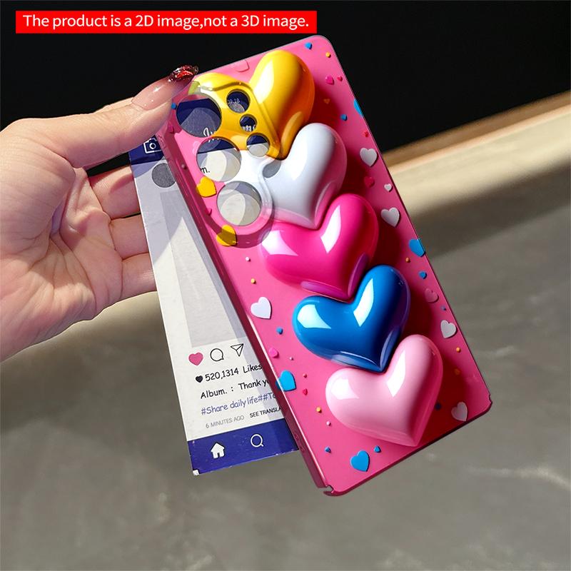 2DFlat Samsung phone case Vibrant Stacked Hearts Phone Case Applicable to Galaxy S22 S23 S24 S25ULTRA S26 A12 A13 A14 A15 A16