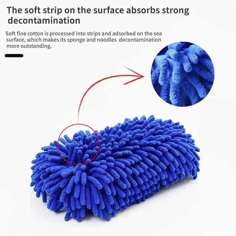 Biltvätt Microfiber Chenille Biltvätt Svamp Skötsel Tvätt Borstdyna Tvätthandduk Bilhandskar Styling Tillbehör Gadget