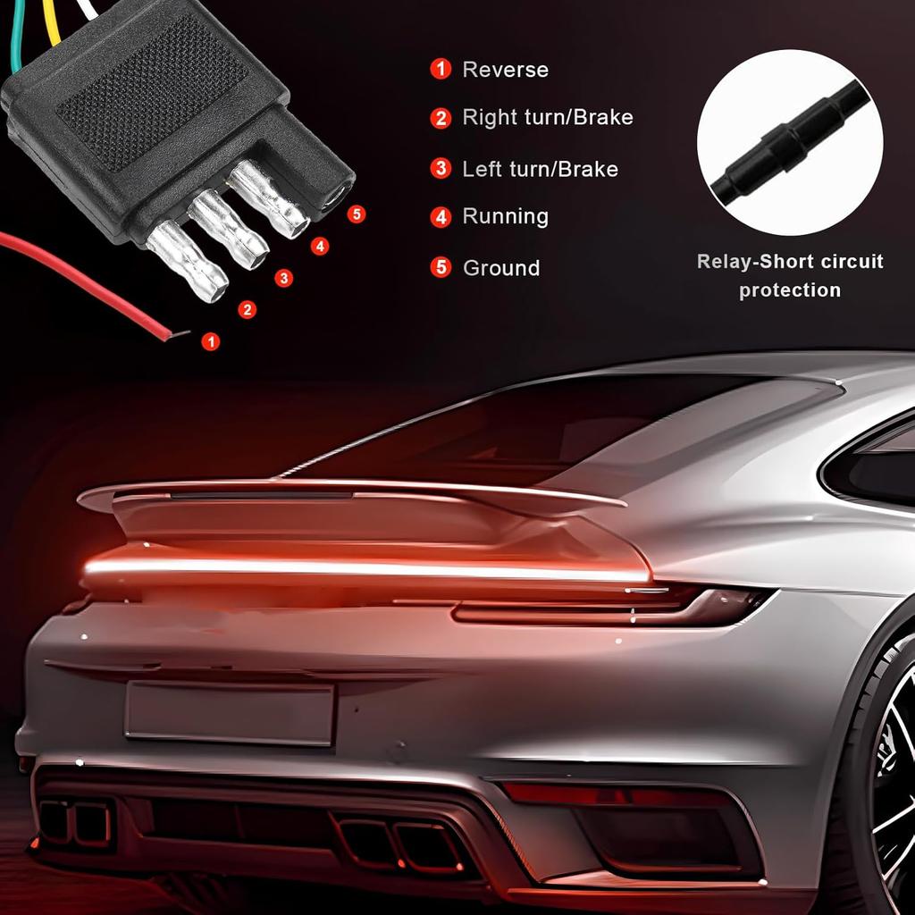 48" LED Tailgate Light Bar, Triple Row LED Tail Light Strip with Red Brake White Reverse Lights, Bright Waterproof Rear Lights Bar Universal for