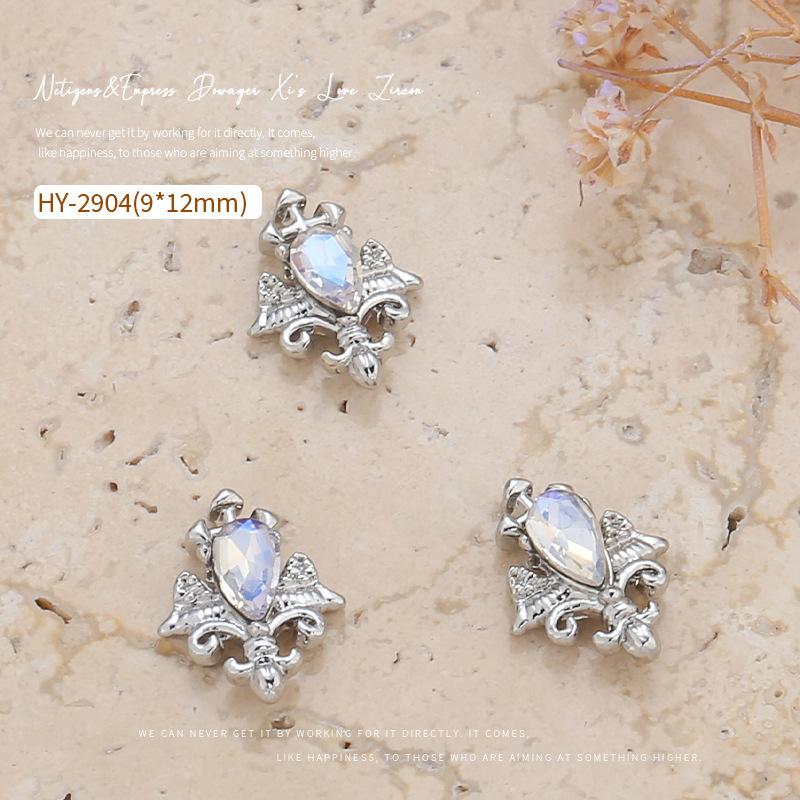 

Summer Moonlight Purple Nail Art Diamond Jewelry Metal Diamond Three-Dimensional Bow Love Nail Art Diamond Jewelry Alloy