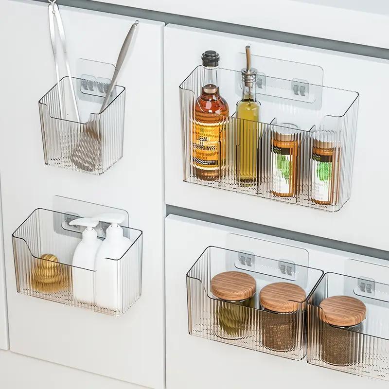 Kitchen Cabinet Door Storage Box Wall-mounted Punch-free Cabinet Plastic Wrap Hanger Bathroom Toilet Storage Rack