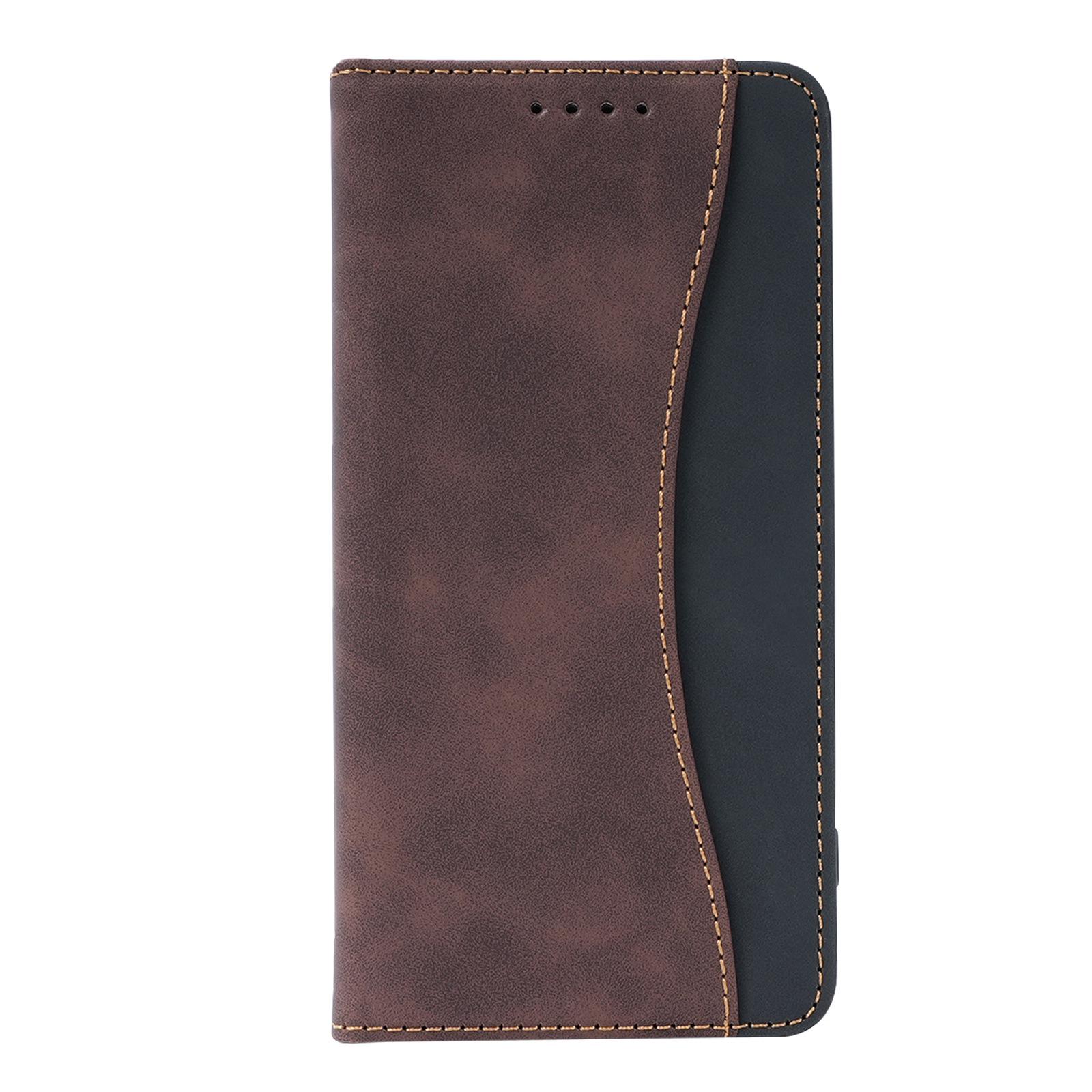 

OPPO A5/A5i Pro 5G International Color-Block Magnetic Leather Stand Case OPPO A5 4G/5G International коричневый