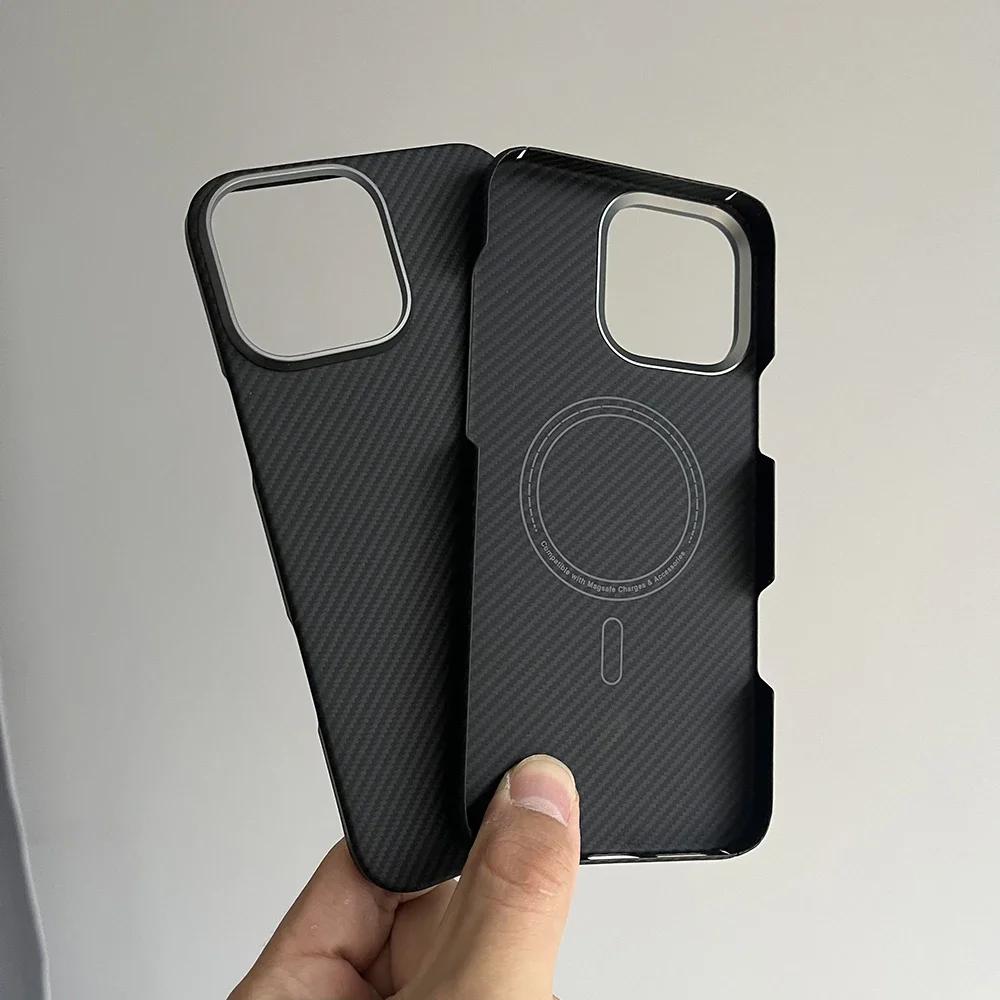 Compatible with Magsafe Carbon Fiber for IPhone 17/16/15 Pro Max Lens Protection Aramid Cover for IPhone 17 Pro Magnetic Case