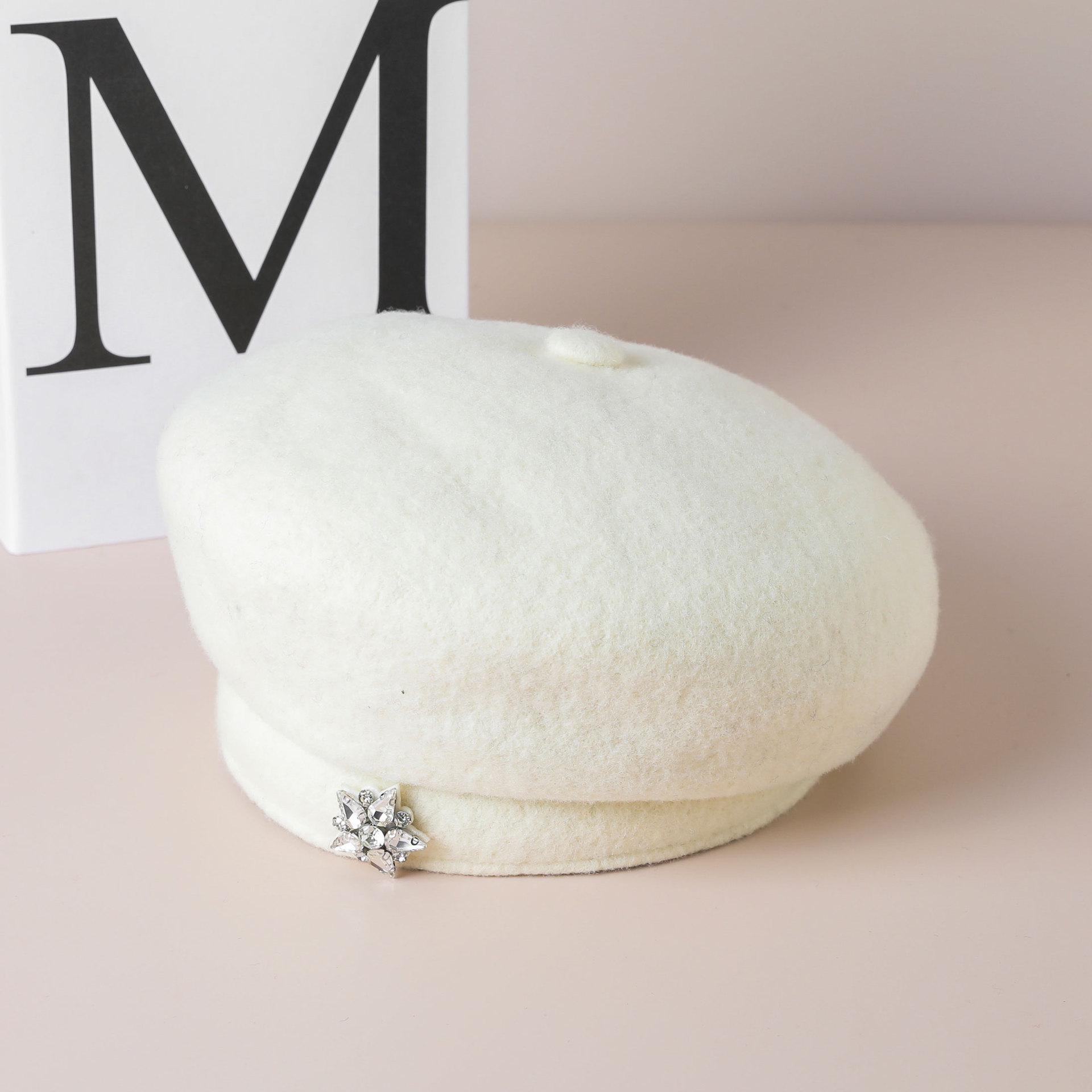 

Японский ретро шерстяной берет - Модный, универсальный, стройнящий лицо головной убор для женщин на осень/зиму One Size белый