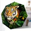 1pc Tiger in the Jungle Pattern Automatic 3-Fold Umbrella, 8 Iron Frames, High-Value Folding Umbrella, Suitable for Office, Travel and Outdo
