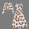 Women Plus Size Two Piece Outfit Long Sleeve Cropped Shrug Strappy Tie Waist Halloween Printed White Long Dress
