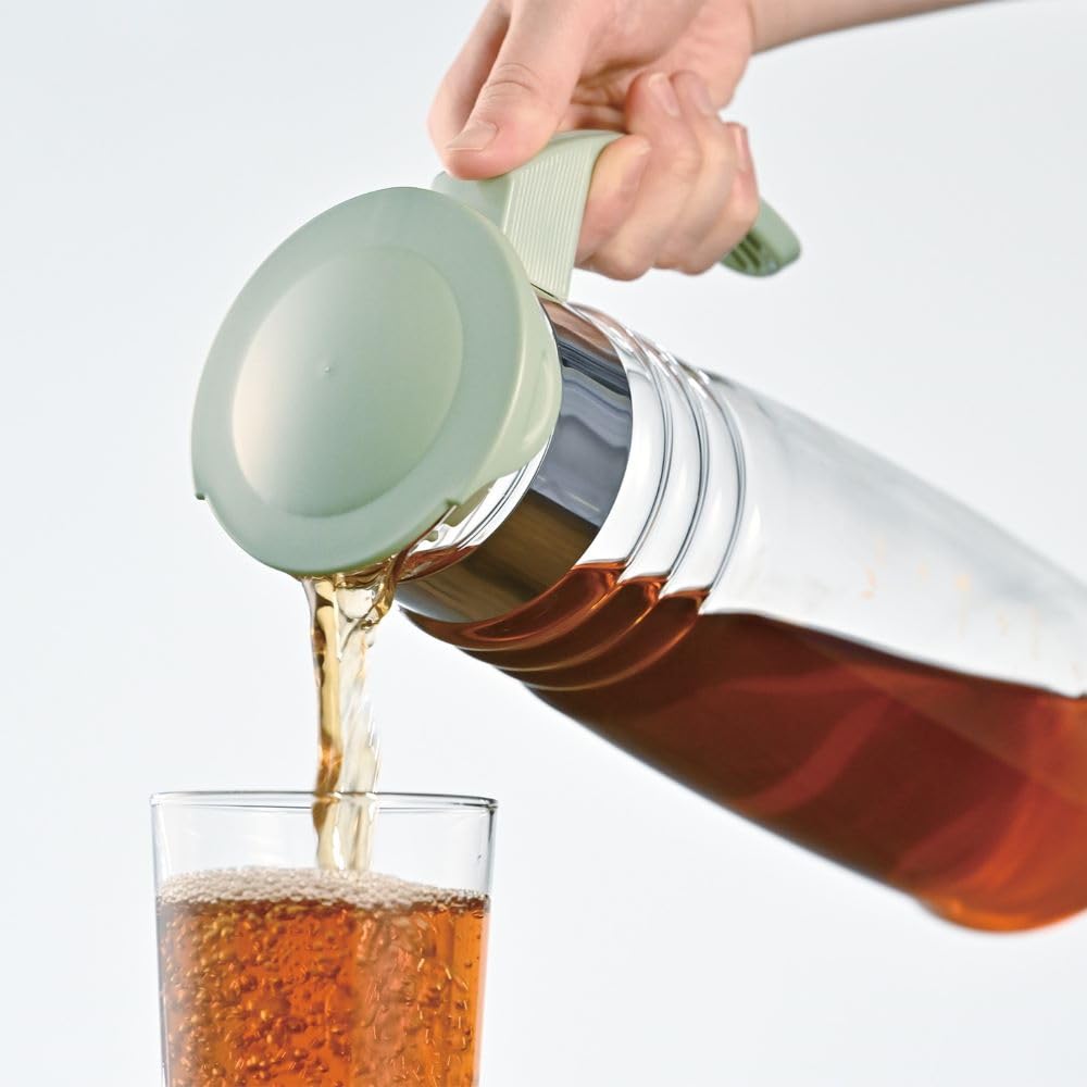 Hario Cold Brew Tea Pot with Basket Net Practical Capacity 1200ml Smoky Green Heat Resistant Glass Hot Water