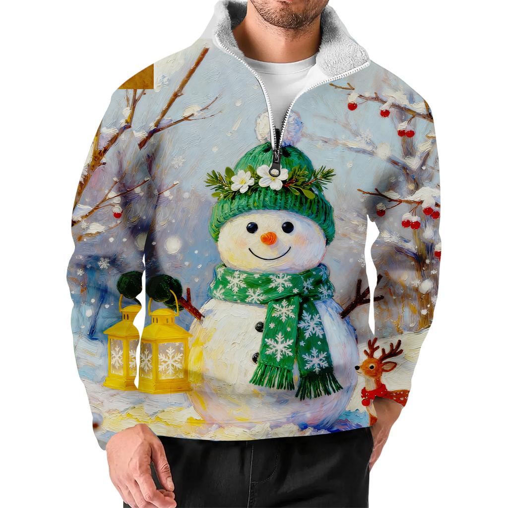 Pánská vánoční mikina se stojáčkem, horký prodej, venkovní ležérní top s límcem