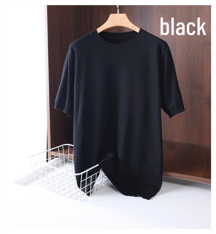 

Мужской повседневный трикотажный свитер с коротким рукавом и круглым вырезом из модала XXXL