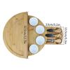 Bamboo & Wood Cheese Cutting Board Set with Drawer: Round Pizza Board & Bread Pastry Plate