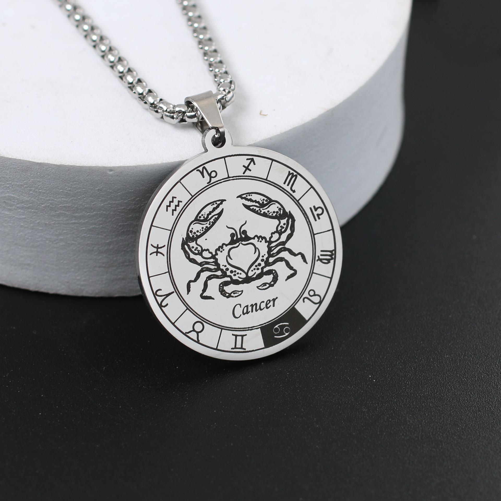 

Ожерелье со знаком зодиака для мужчин и женщин лучшему другу, собачьи жетоны, подарок на день рождения, ожерелье с 12 созвездиями, кулон, ювелирное изделие для пары, подарок Cancer серебряный