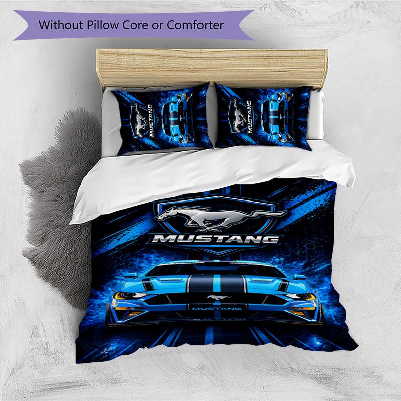 Mustang 3pcs Bedding Set Duvet Cover Closure Includes 1 Duvet Cover & 2 Pillowcases for All Seasons Bedroom Home Dorm Decor