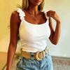 Spring and Summer Lotus Leaf Sling Women's Solid Color Slim-fit Casual Vest Top