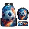 Lusso Popolare Divertente Novità calcio football Stampa 3D 3pz/Set alunno Zaini Scolastici Zaino Zaino per Laptop Zaino Pranzo Astuccio