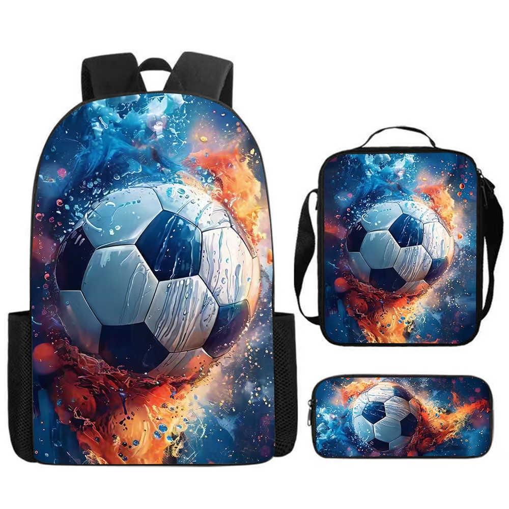 Lusso Popolare Divertente Novità calcio football Stampa 3D 3pz/Set alunno Zaini Scolastici Zaino Zaino per Laptop Zaino Pranzo Astuccio
