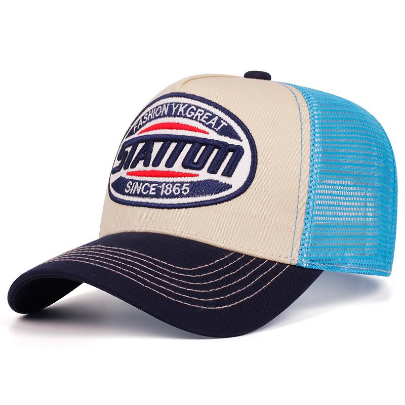New Style Unisex Baseball Cap Classic STATION Letter Pattern Mesh Cap Men and Women Breathable Streetwear Summer Trucker Hat