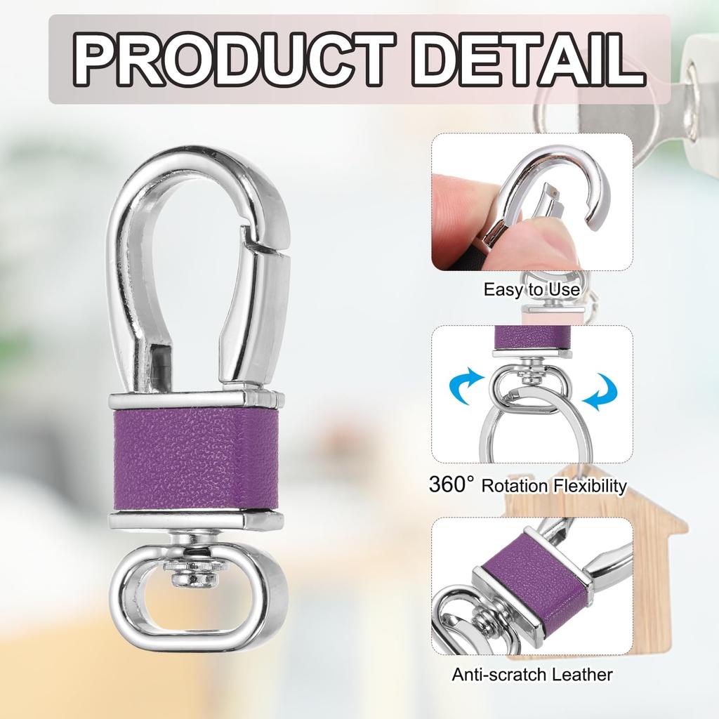 2pcs Metal Keychain Key Clip Hook Key Ring Holder Organizer Swivel Buckle Leather Keychain Clip Buckle Car Accessory Bag Wallet Dark [uxcell]