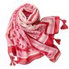 Fresh Cotton Linen Sun Protection Shawl: Red Flower Tassel Silk Scarf for Spring/Summer Travel