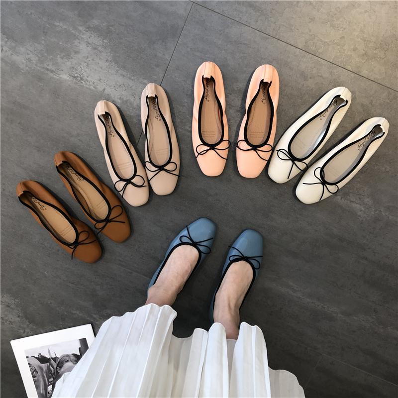 Fashion Bailamos Women Casua Flats Brand New Low Heel Ballet Square Toe Shallow Shoe Slip On Loafer Round Toe Ballet Flat Shoes Zapatos