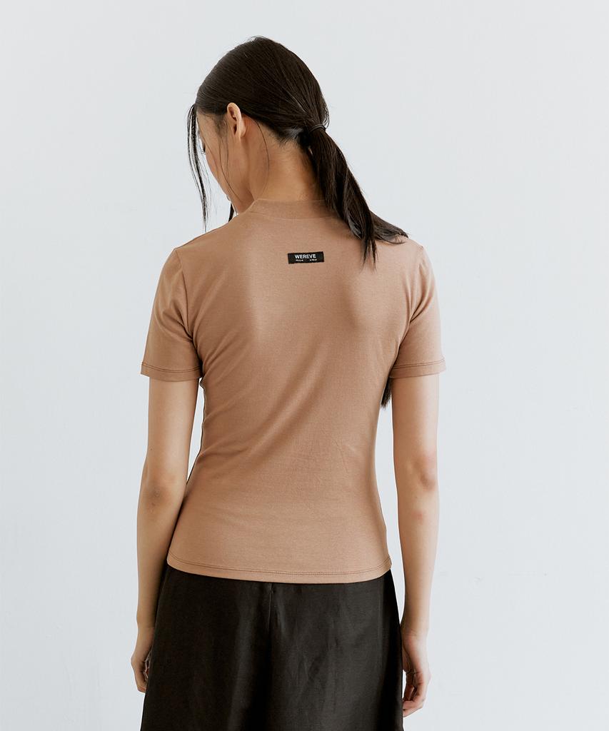 WEREVE Back Label Slim T-Shirt_Brown