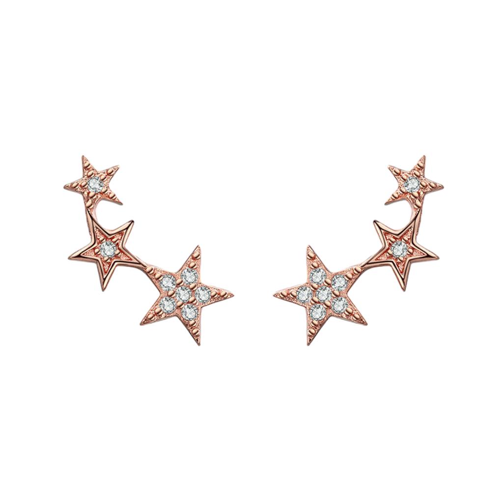 

Silver Versatile 925 Sterling Silver Star Earrings Rainbow Multiple Crystals Lightweight Trendy