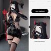 Man Yan 2025 Spiderweb Witch Costume - Sheer Bodycon Skirt & Slim-Fit Patent Leather Lingerie Set 8919
