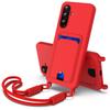For Samsung Galaxy S25 FE Liquid Silicone Case Phone Back Cover with Card Holder and Short Strap