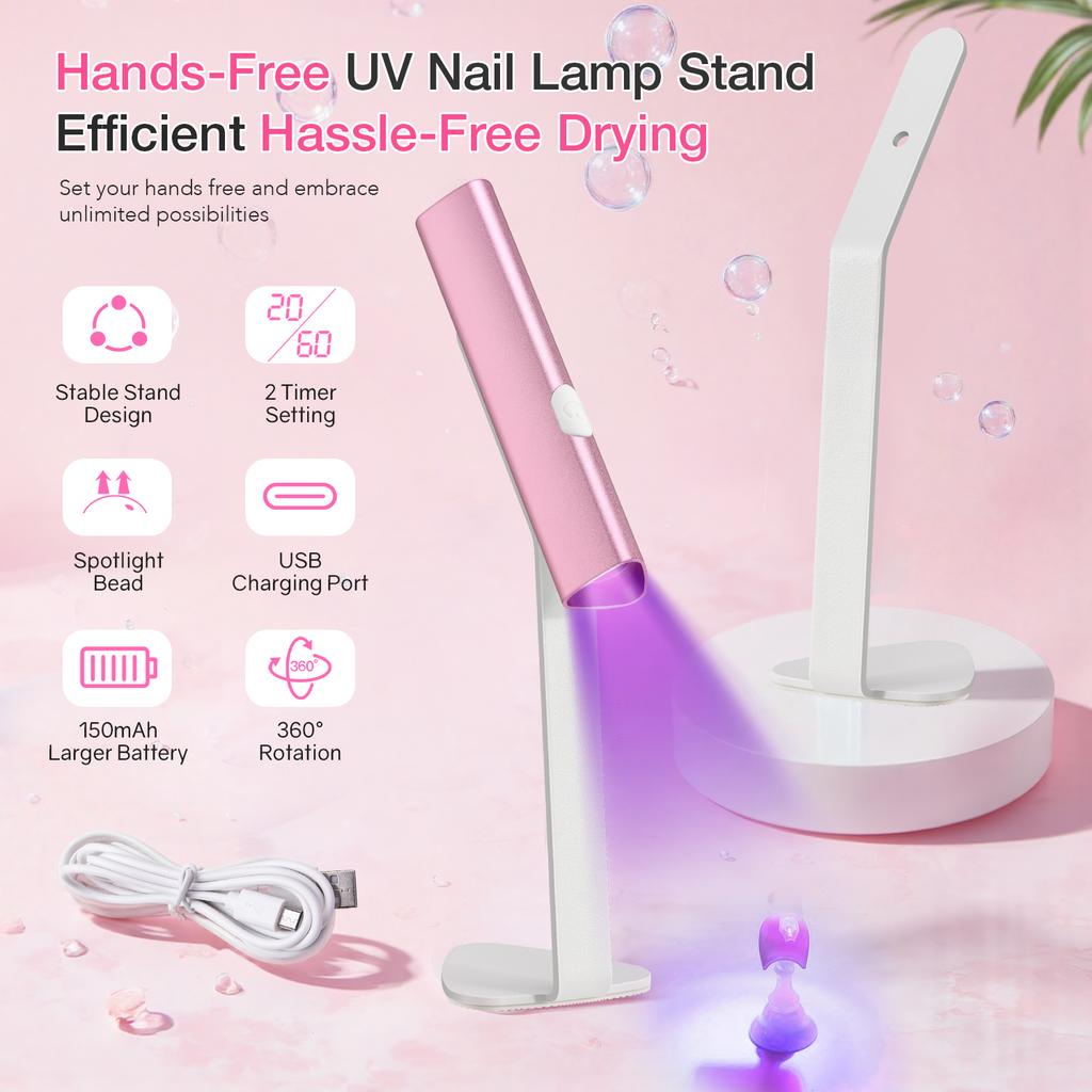 DianaBeauty UV Led Nail Dryer Portable UV Lamp for Nail Rechargeable Manicure Lamp with Aluminum Alloy Holder Nail Salon Tools