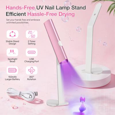 DianaBeauty UV Led Nail Lamp Portable Lamp for Nail Rechargeable Manicure Lamp with Aluminum Alloy Holder Nail Salon Tools