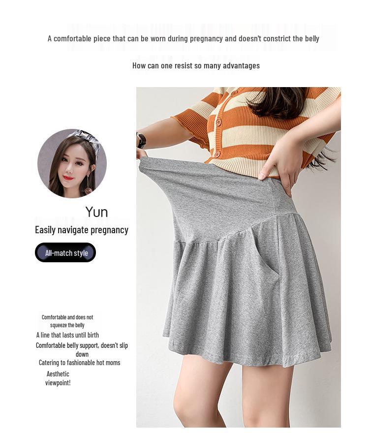 Low-Waist Wide-Leg Maternity Summer Shorts - Casual, Lightweight, Versatile Pantskirt