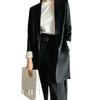 Women's Slim Black Suit with Unique Design - Imported Fabric, Mid-Length Autumn Jacket, Slim Fit.
