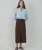 MOTT Autumn Basic Slit Skirt-Brown