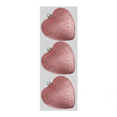 Davies Products Glitzerherzen Christbaumkugel (Packung mit 3)