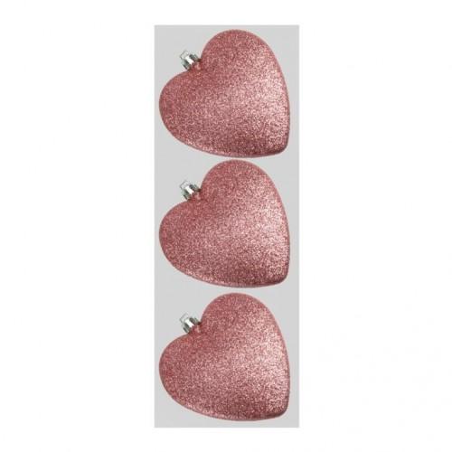 Davies Products Glitter Hearts Bauble (Pack of 3)